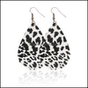 Dangle & Chandelier Earrings Jewelry S934 Fashion Womens Pu Leather Leopard Water-Drop Faux Drop Delivery 2021 Ypjbl