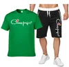 Moda erkek Setleri 2022 Yaz Eşofman Kısa Kollu Beyaz Siyah T Shirt + Spor Şort Takım Adam Rahat Erkekler Giyim Erkek Joggers Set