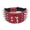 7,6 cm breite Hundehalsbänder mit Spikes, Leder, 4 Reihen, Spikes, 10 Farben für Haustiere der Rassen M, L