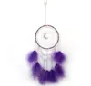 2021 Fait à la main LED Moon Light Dream Catcher Plumes Voiture Maison Tenture Décoration Ornement Cadeau Dreamcatcher Wind Chime 10 Couleurs