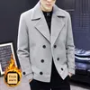 Lã de lã masculina Blends Double Bastted Suit Collar Woolen Jacket Red Men Tweed Coat Casa coreana Homme Hiver Winter Abro Largo Hombre Viol2