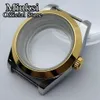 40mm prata ouro polido caso vidro safira caber nh35 nh36 eta2836 miyota8205 8215 821a mingzhu dg2813 3804 movimento