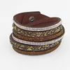 Bedelarmbanden 1 st / partij 2021 Collectie Mode-sieraden Kleurrijke steen 6 Laag Rhinestone Braceletbangle lederen armband voor vrouwen