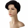 Short Pixie Cut Human Hair Wig For Women Natural Black Remy 150% Density Glueless little Side Part lace front Wigs