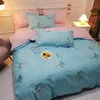 Zestawy pościeli bawełniane niebieskie łóżko w kratę bieliznę nowoczesną miękką kołdrę Zestaw okładki pojedyncze podwójne kołdra z arkuszami poduszki