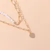 Multilayer Unieke Imitatie Parel Ketting Ketting voor Vrouwen Persoonlijkheid Glanzende Liefde Hart Hanger Choker Paar Sieraden