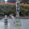 10 inç 26 cm Glow Karanlık Cam Beher Taban Bong Bubbler Su ile 14mm Kase Boru Bong Nargile Kül Catcher