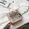 Fashion Women Top Handle Handbags Female Transparent PVC and Linen Handbags Ladies Jelly Bag Graffiti Handbags Women Summer Bag C0602