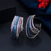 Bracelet Cwwzircons Mode Multicolore Micro Pave Cz Pierre Géométrique Demi-Rond Cercle Boucles D'oreilles pour Femmes Noir Or Couleur Cz6073448