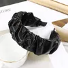 Solid Color Leather Headbands Hair Band Pleated Wide Headdress Hair Hoop Bezel Headwear For Women New Accessories