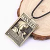 HSIC 8 Styles Anime One Piece Dog Tag Card Pendant 3D Zoro Ace Wanted Necklace Rope Chain Bronze Men Jewelry Collar306p