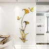 Adesivos de parede 3d borboleta flor espelho espelho superfície acrílico TV de fundo Poster Entrada Hallway Decals adesivo 5 tamanhos