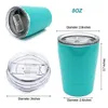 Upsor 8oz Tumbler Rostfritt Stål Kaffe Kopp Dubbel Vakuum Isolerad Tea Cup med Lock Travel Mug Yerba Mate Gourd 210804