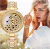 Altın Leopar Lüks Moda Bling Bayanlar Rahat Kadın Kuvars İzle Kristal Diamond Kadınlar için Saat