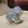 100% prata esterlina criada cheia de diamantes de moissanite pedra preciosa anel de noivado de casamento joias finas presente para mulheres inteiras