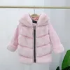 2019 New Winter Girls Faux Fur Coat Thick Warm Rex Rabbit Fur Girls Boys Jackets And Coats Leather Parka Kids Outerwear TZ472 H0909