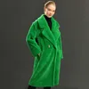 Kvinnor 100% Real Sheep Shearling Coat Casual Jacket Höst Vinter Långärmad Lapel Päls Ytterkläder Kvinnlig ull Teddy Bear Jacket 210927
