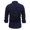 Printed 100% Cotton Shirt Men Casual Slim Fit Lapel Long Sleeve Men's Shirts Spring High Quality Oxford Shirt for Men 210628