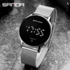 2020 Sanda 패션 남자 방수 LED 터치 스크린 날짜 스포츠 메쉬 벨트 시간 손목 블랙 시계 선물 Reloj hombre # 8004 Q0524