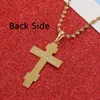 Christian Orthodox Crucifix Jesus Necklace Russian Cross Prayer Pendant Gold Color INRI Crucifix Necklaces For Men