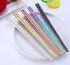 Glossy Titanium Plated Chopsticks Anti Scalding High-grade 304 Stainless Steel Titaniums Rainbow Golden Black Square-Chopsticks SN3046