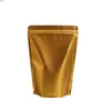 14 * 20cm GOLD STAND UP Mylar Folie Matlagringspåse med klart fönster Präglat Återställbart Aluminiumpaketpåse 50PC / Lothigh Quatity