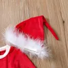 Девушка платья 2 шт. Детская девушка Рождественская одежда набор с длинным рукавом шляпа украшения плюшевые пушистые костюм одежда для детей 1-4Y
