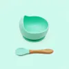 Baby Dinnerware Sets Silicone Bowl Spoon Maternal Infant Feeding Cutlery Suction Cup Complementary Food Drop Proof_xm