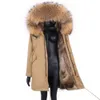 Kobiety 7XL Fur Coat Parkas Kurtka Zimowa Płaszcz Wodoodporny Parka Duży Prawdziwy Futro Kołnierz Naturalny Futro Liner Długa Odzieży 10925