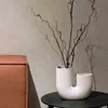 Nórdico vaso cerâmico simples pote de flores casa decoração acessórios sala de estar interior escritório mesa mesa decoração jardim 211215