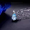 Aquamarine değerli taşlar elmas kolye kolyeleri kadınlar için mavi kristal beyaz altın gümüş renkli gergin mücevher hediyeleri bijoux 0213627649