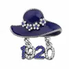 ファッションメタルホワイトブルークリスタルギリシャ文字帽子1920 Zeta Phi Beta Brooch Sorority Society ZOBシンボルピンジュエリー
