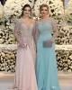 2022 Vintage Sequins Mother of the Bride Dresses Long Sleeves Beads Crystals Mother of Groom Dresses Plus Size Evening Prom Gowns 274i