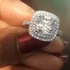 Bagues de mariage en argent Sterling 925 véritable pour femmes, bague de fiançailles de luxe, coupe coussin, imitation diamant 4ct, bijoux de doigt