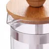 Fransk presspott, kaffekanna, bambu träskydd, fransk presspott, handdriven hushållsfilter, te och kaffebryggare