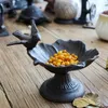 Ljushållare Retro European Cast Iron Handicraft Candlestick Bird Flower-Shaped Tea Light Holder Marockan Centerpieces för bröllopsbord