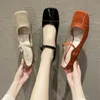 Klänning skor damer högklackat mode singel vintage mary jane 2022 höst fyrkantig toe aprikos svart pumpar zapatillas mujer