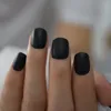 Unghie finte Matte Black Fake Artificial Short Press On Round-squoval Salon Beauty Nail Tips per lavori domestici Prud22