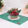 Wenskaarten H056 3D UP Kerstkaart Xmas Elk Flower Basket Handmade envelop