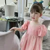 Dziecko Dzieci Sukienka Bawełniana Berbeć Sukienka Puff Rękaw Party Dresses Girls Suknia Balowa Tutu Baby Girl Clothing Solid Children 18m-8y Q0716