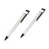 Sublimation Gel Stylo Plastique Blanc DIY Noir Stylo À Bille avec Support De Téléphone Mobile Revêtement De Transfert De Chaleur Clip Stylos Bureau D'affaires Fournitures Scolaires