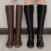 Inverno Outono Nova Moda Vender mulheres Knight Botas Genuíno Couro Camurça Rodada Toe Botas Long Botons Botões Zíper Handmade MS Sapatos Y0910