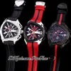 2021 Nieuwe Tonino Sports Cars Vee Zwitsers Quartz Chronograph Mens Watch Steel Case Black White Dial Dynamic Sports Red Leather Puret8701574