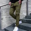 Jogador Sweatpants Track Calças Homens Slim Fit Treino Calças Masculinas Multi-bolso Casual Calças Skinny Calças Men's Zipper Design Sportswear 210930