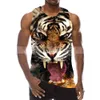 Tigre gráfico masculino sem mangas 3d topo férias camisetas animais regata ginásio meninos streetwear novidade vest257r