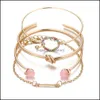 Charm armband smycken s1200 mode 4 st armband set vintage pil knut öppen armband kedja droppleverans 2021 n0toe