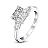 Oekdfn 925 Sterling Silver Anéis ASSCHER CUT Criado Moissanite Gemstone Diamantes Casamento Noivado Anel de Jóias Fine Atacado