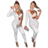 Wholesale long sleeve rompers Womens jumpsuits overalls one piece pants sexy skinny playsuit fashion solid jump suit women clothes klw7213