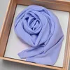 2021 Malaysian Premium Chiffon шарф обертывающийся / сплошной цвет мусульманских женщин Hijab Headscarf летняя исламская длинная шаль Pashmina 180x70cm