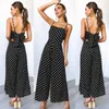 Jumpsuits Femininos Macacões Mulheres Summer Polka Dot Mangas Sem Mangas Jumpsuit Clubwear Senhoras Largura Perna Pant Roupas de Casamento Festa de Casamento Terno roupas